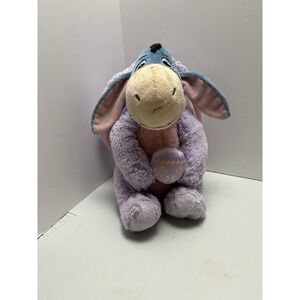 Disney Store EEYORE EASTER BUNNY Plush Stuffed Animal Holding Egg Purple 10"